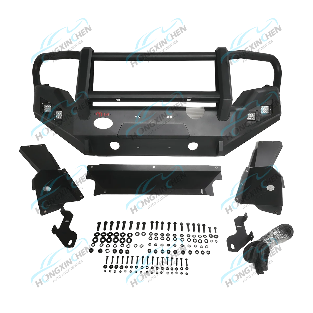 Custom Off-road 4x4 Steel Front Bumper Bull Bar Car Bumpers Bash Plate for Toyota Hilux Revo Vigo Triton L200 Mr D-max Bt50