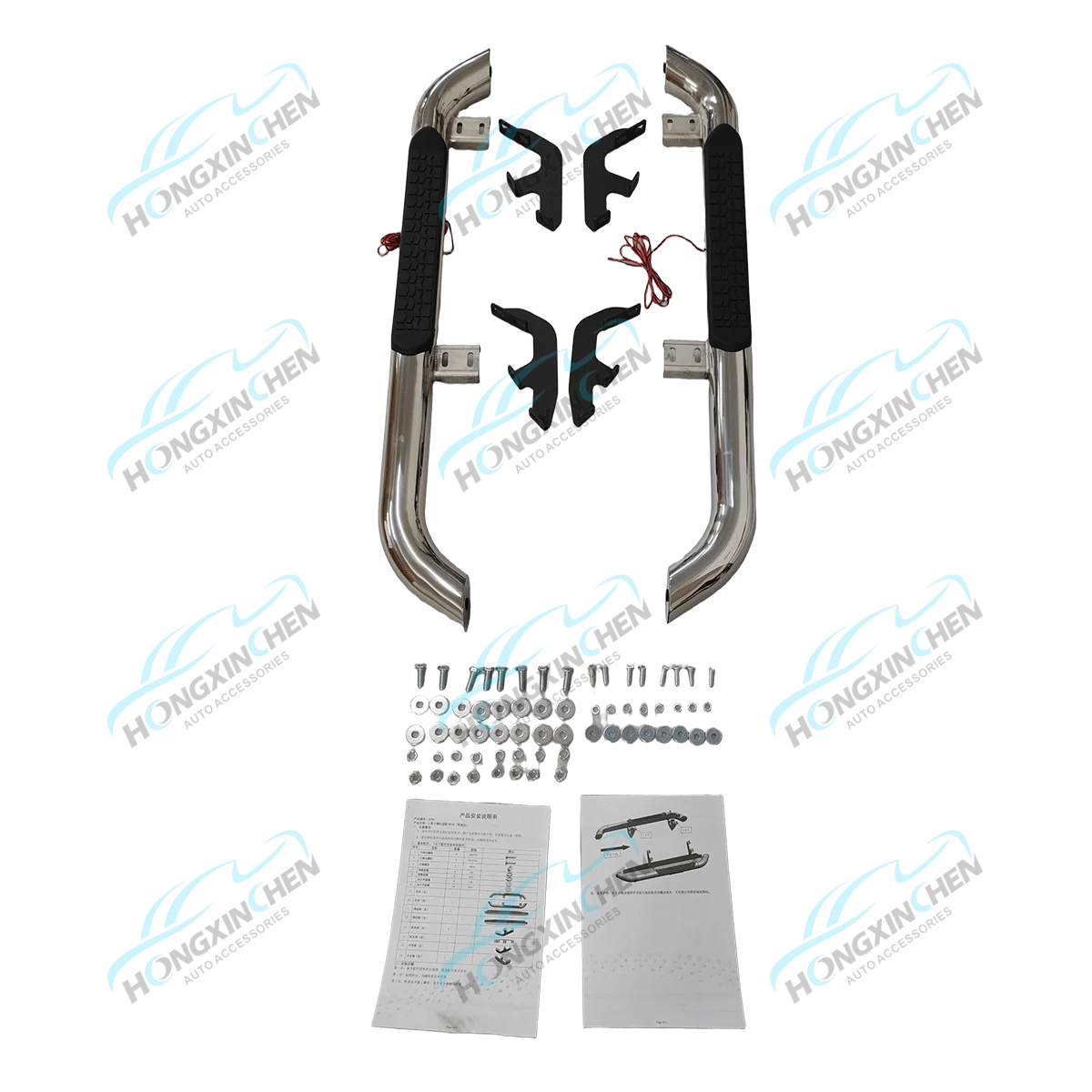 Universal Stainless Steel Running Boards 4x4 Car Accessories with Side Step Bars Fit for Ford Ranger Hilux D-MAX NP300