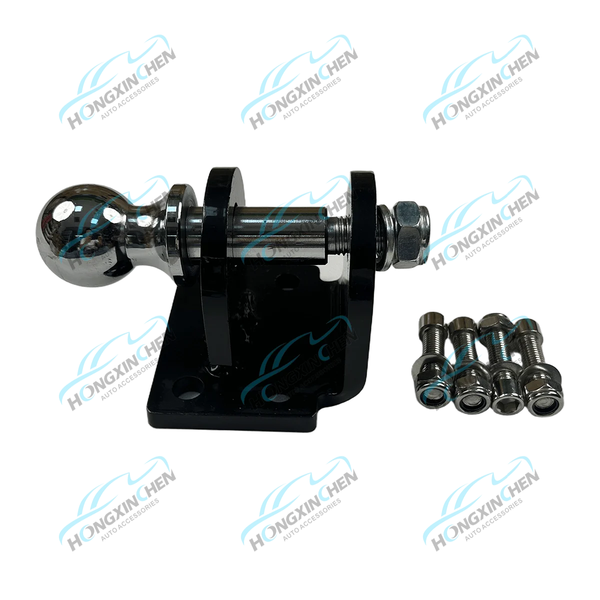 New Black Trailer Hitch Receiver with Integrated Forged Towing Hook Pintle and Hitch Ball Shock Absorbers