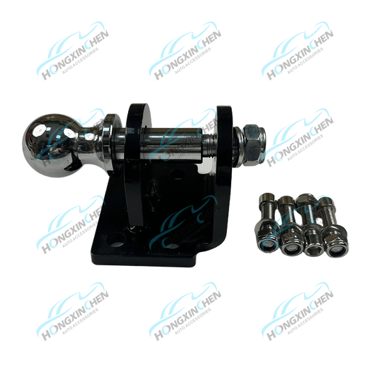 New Black Trailer Hitch Receiver with Integrated Forged Towing Hook Pintle and Hitch Ball Shock Absorbers