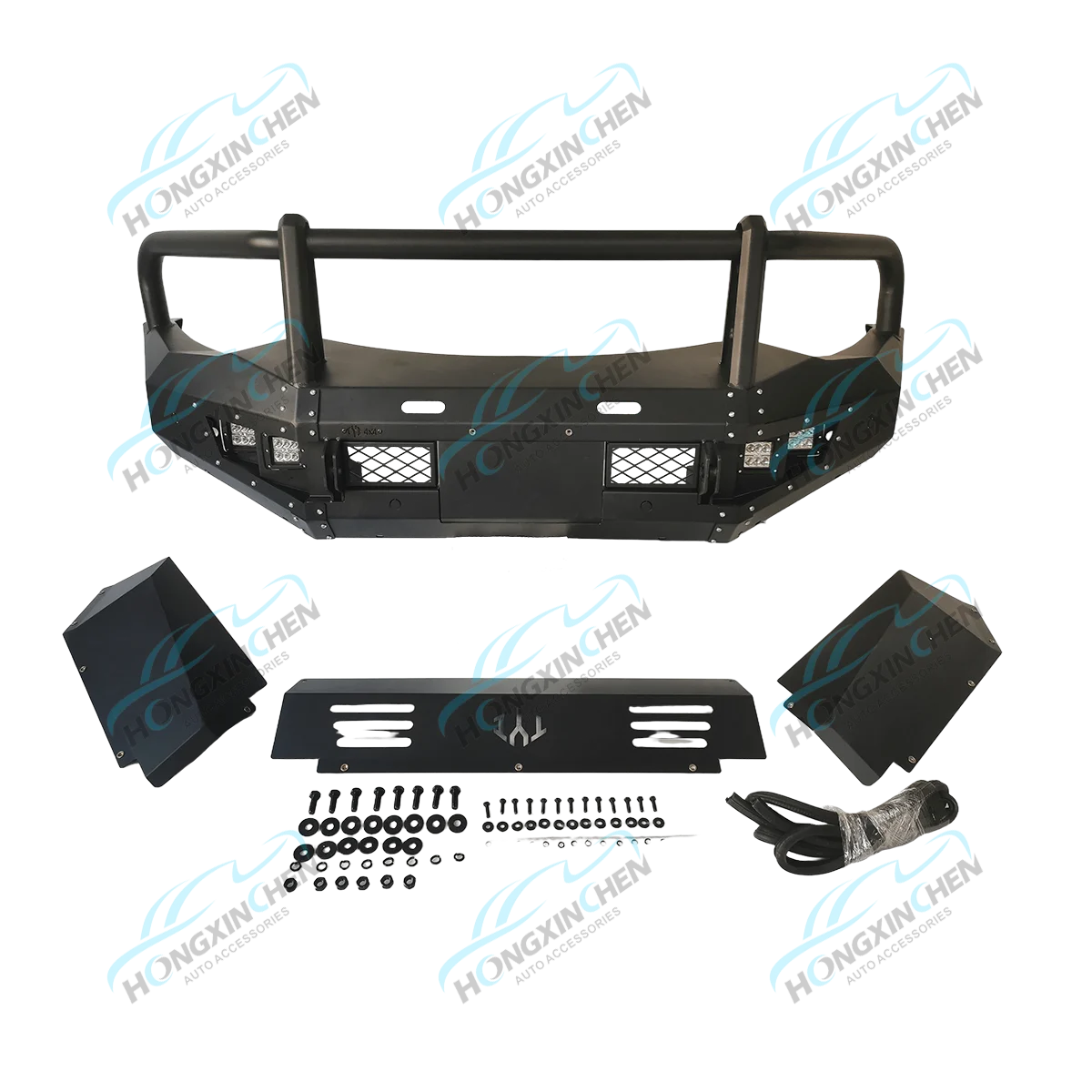 Factory Price Auto Parts Black Steel Front Bumper Car Bull Bar for Toyota Landcruiser Lc200 2018-2021