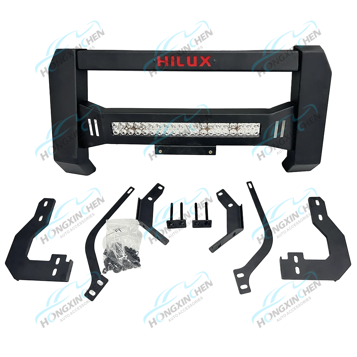 Universal Steel Bull Bar LED Light Grille Guard Car Accessories for 4x4 Pick-up Truck Foton Tunland Navara Colorado Bumper